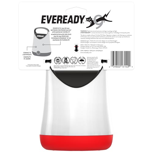 Eveready LED Camping Lantern X-250 100 Hour Bright Tent Light Water-Resistant, 1 Pack Red & Black
