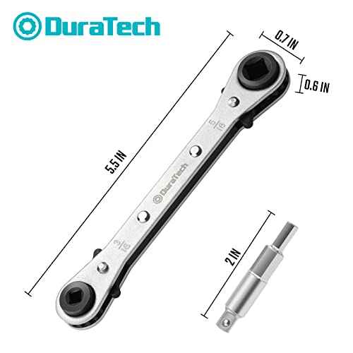 DURATECH 4 IN 1 HVAC Service Wrench, 3/16", 1/4", 5/16", 3/8", Air Conditioning & Refrigeration Equipment, Hex Bit Adapter