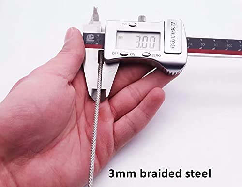 GOMRQING 3.3ft Outdoor Security Cable Lock 2 Pack - Braided Steel Luggage & Bike Lock
