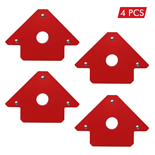 4pcs 3" 25lb Welding Magnet Arrow Welding Magnets and Clamps Magnetic Arrow Welder Metal Working Mig Tools and Equipment 45¡Æ 90¡Æ 135¡Æ Angle Magnet Holder, Red,Black