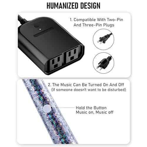 Magic Wand for Christmas Tree Light, Wireless Christmas Tree Wand Remote Control for Christmas String Lights and Decorations Lights Turn On and Off, Surprised for Kids Family Christmas Gift, 2 Sockets