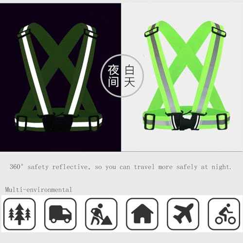 Reflective Strap Safety Vest, Lightweight,Adjustable & Elastic, Hi Vis Running Gear for Jogging,Walking,Cycling,Motorcycle,Men,Women