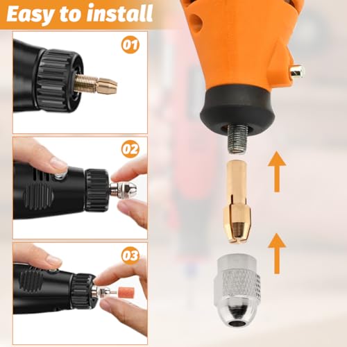 24pcs Drill Chuck Collet Set for Collet with Drills,Buffing Wheels and Other Lightweight Tool Accessories ? 1/32"(0.8mm) To 1/8"(3.2mm) Shank Size Replacement Kit (Set 1)