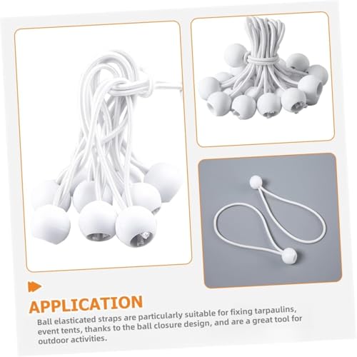 30 PCS Ball Bungee Cord, Heavy-Duty & Versatile, Indoor & Outdoor, Tarp Tie-Down, Organize & Secure, 6-Inch, White