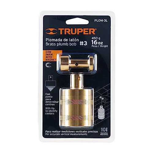 TRUPER PLOM-3L Brass Plumb Bobs w/ Center 12.4 Oz (352 g)