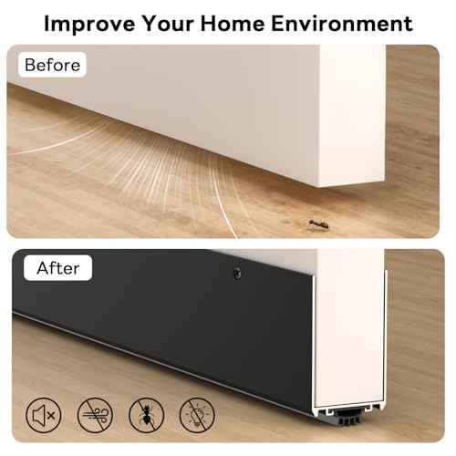 1-3/4" x 36" U-Shaped Door Sweep with Kick Plate, Aluminum Screw-On Draft Stopper, Weather Stripping Seal for Interior Exterior Doors, Blocks Dust Drafts(Black)