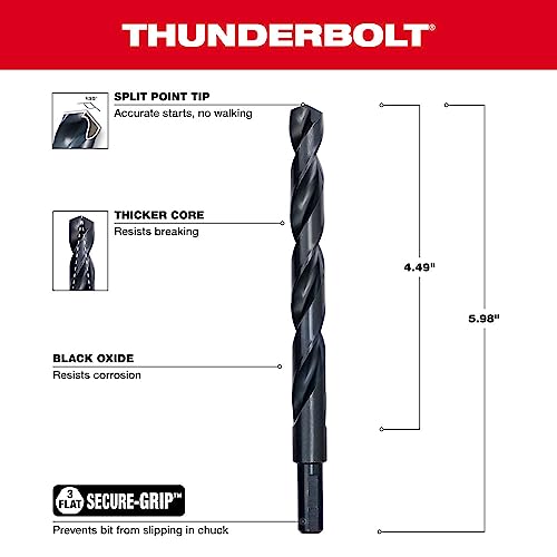 Drill Bit, 1/2 In., Black Oxide