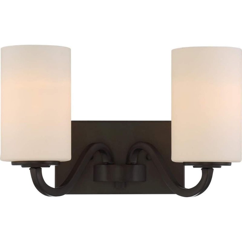 Nuvo Lighting 60/5902 Willow 2 Light 100W A19 max. Medium Base Vanity and Wall with White Glass, Aged Bronze
