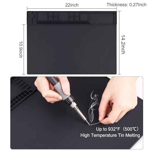 Premium Heat Resistant 932¡ÆF 22"x 14.2" Magnetic Silicone Soldering Mat Electronics Work Mat for Computer Cell Phone Laptop Repair,BGA Soldering Gun Iron Workbench Protection