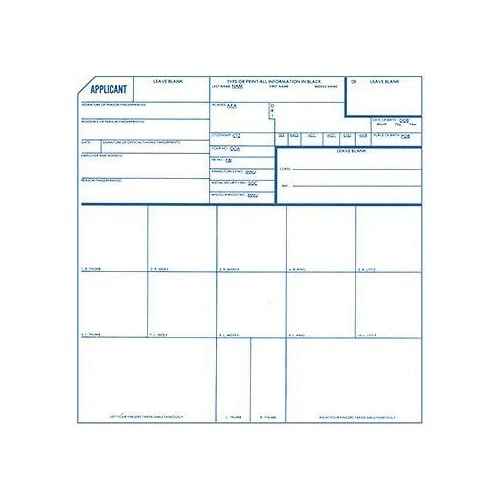 Fingerprint Cards, Applicant FD-258, 25 Pack