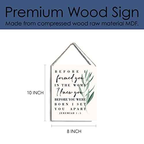 Christian Nursery Decor Before I Formed You In the Womb I Knew You Wooden Hanging Sign Baby Shower Bible Verse Wall Art Nursery Bedroom Decor Nursery Gifts 8 x 10 Inches