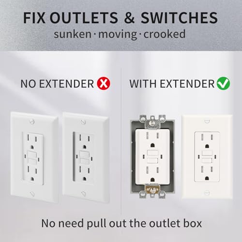 Gray 4-Pack Single Gang Receptacle Outlet Box Extenders 1/2" - Easy Install