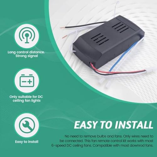 24V DC Ceiling Fan Remote Control Kit - 6-Speed & Timer - Universal Replacement for Low Voltage Fans