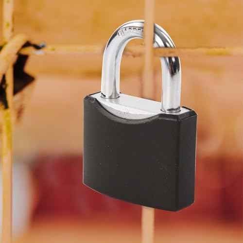 SEPOX¢ç 2Pcs 1-9/16" All-Weather Outdoor Padlocks Keyed Alike, Cut-Proof Shackle, Solid Steel Lock, Heavy-Duty with Black Cover, Design for Gate Fence Cabinet Toolbox School Gym Locker with Same Key