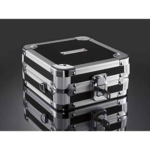 Vaultz Locking CD Case Holder - 24 Disc Storage Capacity, 2.5 x 6.25 x 7 Inch Portable DVD Case Holders w/Carrying Handle - Lockable CD Holder for Car, Travel, Work - Black