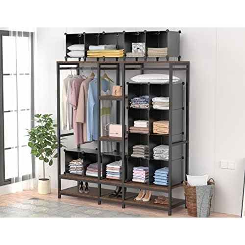 HOMIDEC Closet Organizers and Storage, 9 Cube Storage Organizer, Portable Closet Organizer Cubes Shelves for Clothes, Bedroom, Kids Room, Bathroom, Wardrobe, Garment Racks, Black