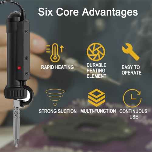 Solder Sucker with 3Nozzles Portable Electric Solder Tin Sucker,Automatic Desoldering Pump Vacuum AC110V 30W Electric Desoldering Gun Solder Removal Repair Super Strong Suction