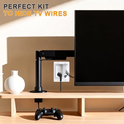 Naerza Recessed TV Outlet Wall Management Kit - All-In-One In Wall Cable Hider