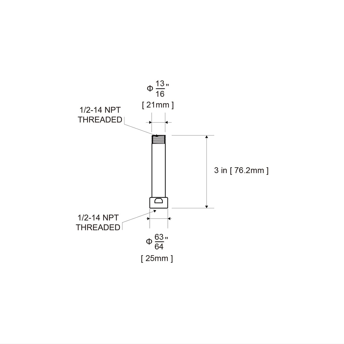 OFFO Shower Head Extension Arm, Shower Arm Extension Shower Head Extender Made of 304 Stainless Steel Shower Pipe Extension, Chrome 3 in