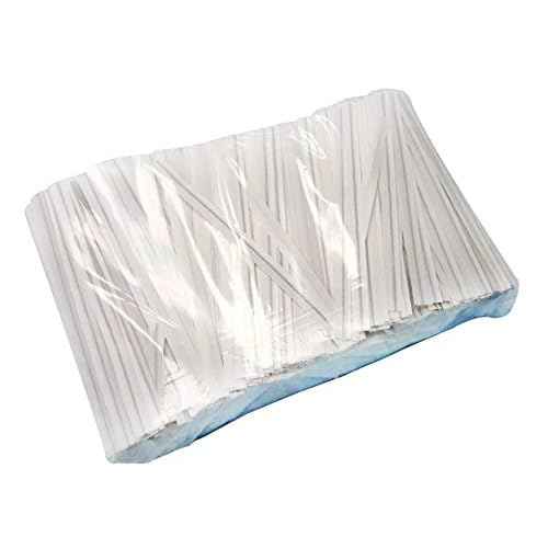 4" Length Twist Ties, 1000 White Plastic Coated, No Rip, Paper Ties Cello, Ideal Party Favor Treat Bags, Small Orders Packaging (1000 White Twist Ties)