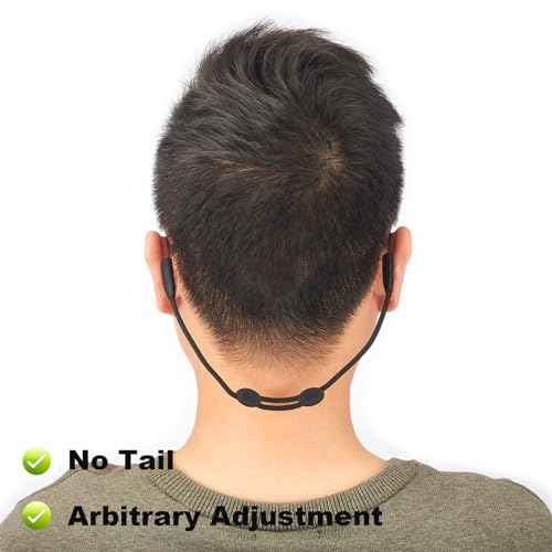 Glasses Strap for Slim Leg - Adjustable Eyeglasses Strap, Sunglasses Straps Holder for Men Women - No Tail Glasses holder Eyewear Retainers Eye Glass String Straps(4pcs Black 14inch)