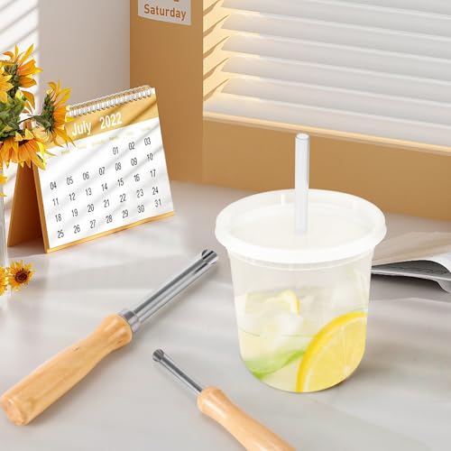 Straw Puncher for Plastic Lids Lemonade, Hole Puncher for Plastic Lids, Lemonade Cup Lid Hole Puncher for Straw (2 Pack)