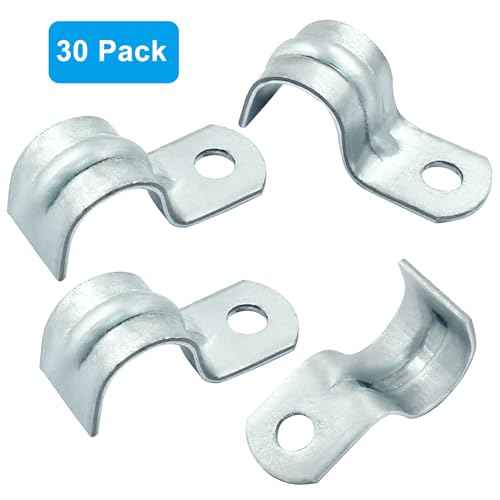 Biaungdo 30 Pcs M12 Rigid Pipe Strap, 1/2 Inch Zinc Plated Steel One Hole Strap Bracket Pipe Clamps Heavy Duty Conduit Clamps Tension Tube Clip Cable Clamp Hanger for Conduit, Pipe Fixing