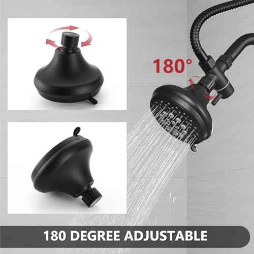 Double Shower Head Dual for Couples High Pressure and Adjustable Tandem Shower Head System for 2 People Matte Black