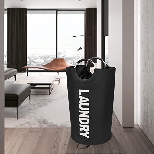 Maxsilan 90L Collapsible Laundry Hamper with Soft Handle - Black