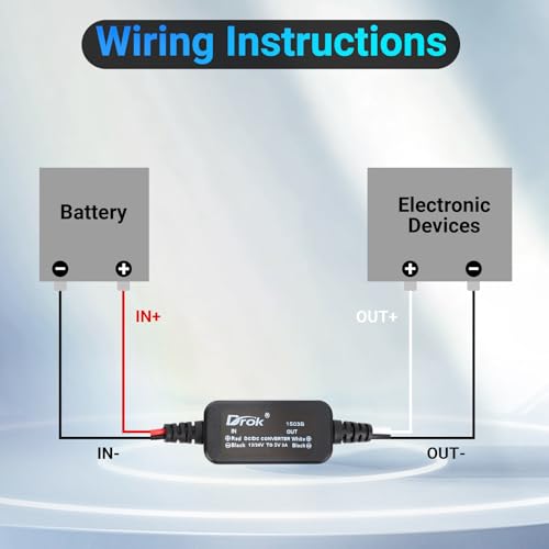 DROK 12V/24V to 5V DC Buck Converter 3A Power Supply for RV Solar