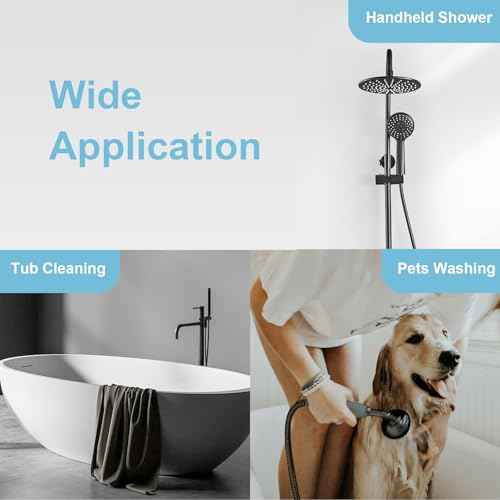 OFFO Shower Hose, Kink Free Stainless Steel Shower Hose Attachment Electroplating Handheld Shower Head Hose Flex Hoses Extension with Brass Insert & Nut for Pet Bathing Cleaning 60 in, Matte Black