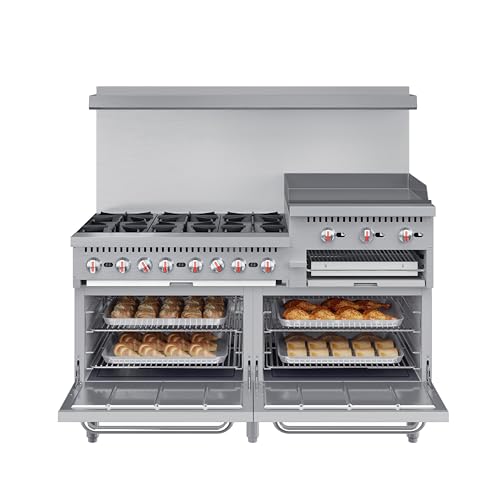 KoolMore KM-CRGB60-NG 60 in. 6 Burner Commercial Natural Gas Range with 24 in. Griddle and Broiler