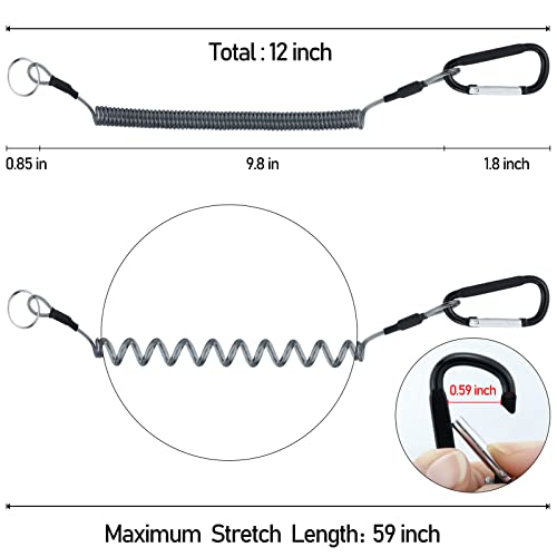 Fishing Lanyard Heavy Duty Retractable Coiled Tether with Carabiner for Pliers, Boating, Tools