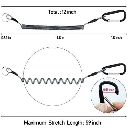 Fishing Lanyard Heavy Duty Retractable Coiled Tether with Carabiner for Pliers, Boating, Tools