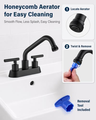 Aolemi Matte Black Laundry Sink Faucet 3/4" NPT Threaded Spout, 360° Swivel, Dual Handle