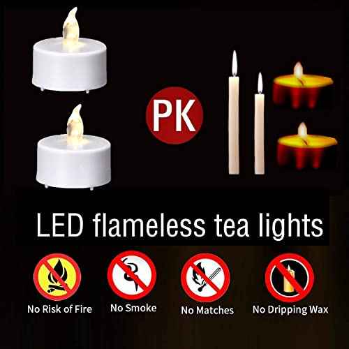 Hanzim Battery Operated LED Tea Lights: 24PACK Flameless Votive Candles Lamp Realistic and Bright Flickering Holiday Gift Long Lasting 200Hours for Seasonal & Festival Celebration Warm White