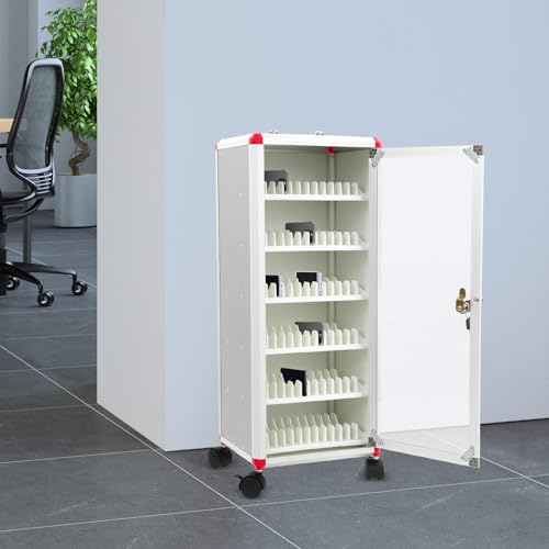 72-Slot Mobile Phone Locker Cabinet with Wheels & Keys - Secure Storage for Smartphones