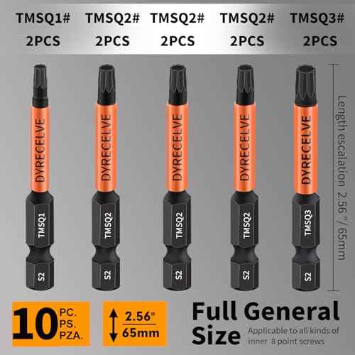 Professional 10-Pack 8 Point Torx Star & Double Square Bit Set - Premium S2 Alloy Steel with Magnetic Heads & Hex Shank, 8 Point Star Bit for Trailer (Sizes #1, #2, #3), by DYRECELVE
