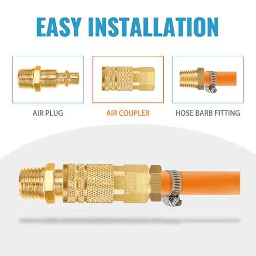 SUNGATOR 2 Pack 3/8'' Female NPT Industrial Air Hose Fitting, Brass 3/8'' FNPT to 1/4'' Flow Hole Air Couplers, M-Style Pneumatic Air Fittings, 3/8 Inch Quick Connect Air Couplers
