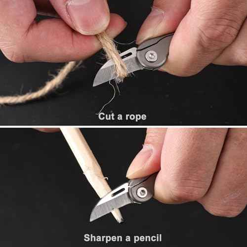 Titanium Alloy Small Pocket Knife for Women and Men, Mini Folding Knives, Cute EDC Box Cutter, Gifts Stocking Stuffers