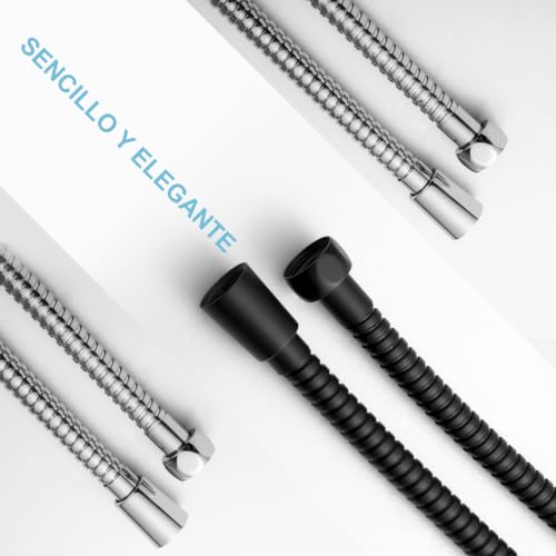 OFFO 60-Inch Matte Black Kink-Free Stainless Steel Shower Hose with Brass Fittings