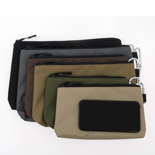 COREFLEX 6 Pack Small & Medium Tool Pouches with YKK Zippers - Heavy Duty Canvas Organizer, Multipurpose Storage Bags, Khaki