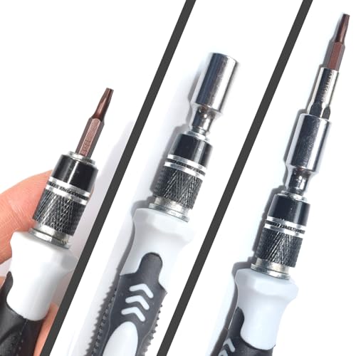 Precision Bits Driver Adapter Handle 6in1 Set, with 4 PCS 1/4 to 4mm Bit Adapter, 1PCS 4mm to 1/4 Adapter, 1PCS Bit Driver Handle