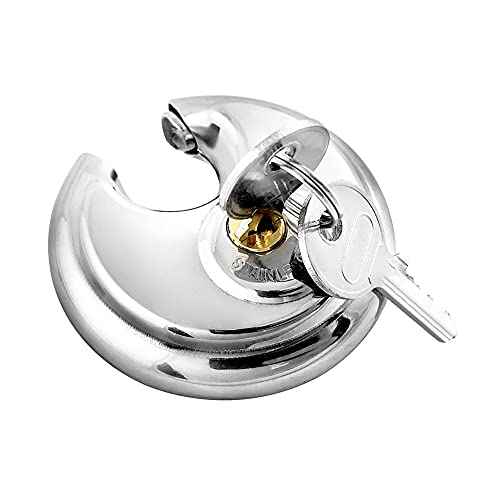 QWORK Disc Locks, 2 Pack Heavy Duty Steel Keyed Different Padlock Disc Storage Locks for Storage Unit, 3/8" Shackle