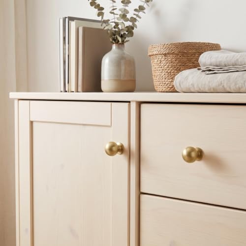 CABDM 10 Pack 1 Inch Brushed Gold Brass Cabinet Knobs for Kitchen & Furniture