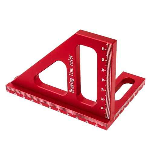 3D Multi-Angle Measuring Ruler,45/90 Degree Aluminum Alloy Woodworking Square Protractor,Drawing Line Ruler, Miter Triangle Ruler High Precision Layout Measuring Tool for Engineer Carpenter,R