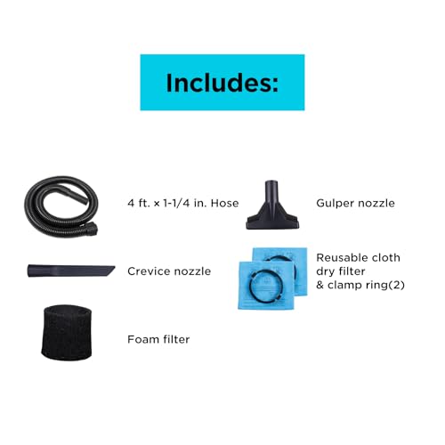 BLACK+DECKER 2.5 Gallon 3 HP Wet Dry Shop Vacuum Cleaner with Accessories