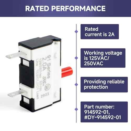 914592-01 Push to Reset Thermal Breaker Switch for Dyson Dc25 dc24 Animal, Floor Upright Vacuum Cleaners - Vacuum Overload Reset Switch, Brush Reset Switch #DY-914592-01 125/250VAC 2A