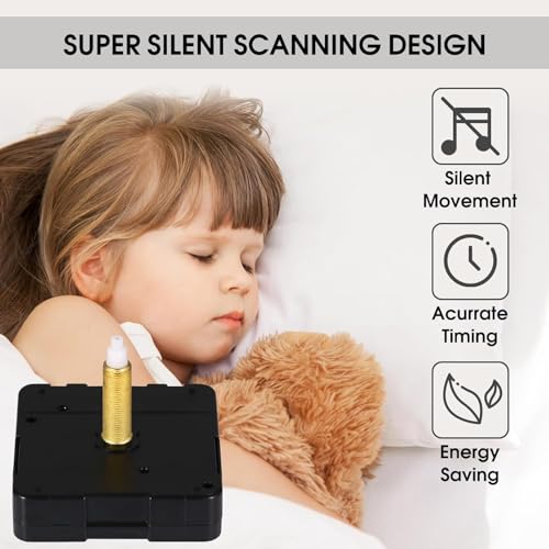WinTaim 32mm Long Shaft Silent Clock Mechanism with 1-Inch Thread & Gold Hands for DIY Projects