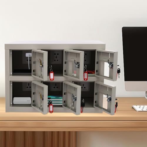 Weglae 6 Port Lockable Cell Phone Locker Charging Station - Secure 6-Device Organizer